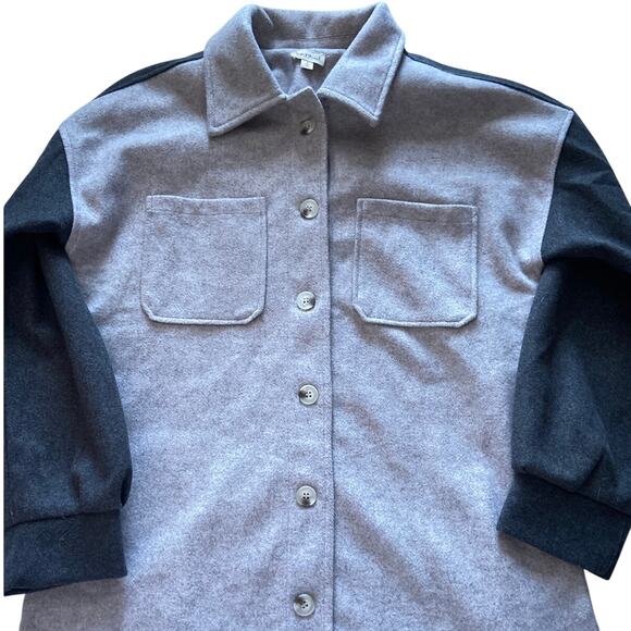 Hem & Thread Flannel Fleece Shirt Button Front Jacket Colorblock‎ Womens Small - Picture 3 of 6